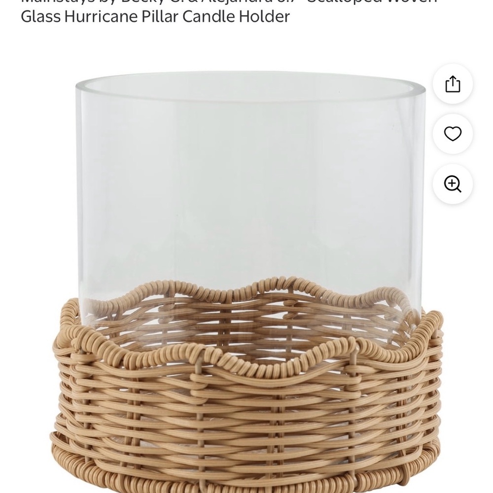 Mainstays by Becky G Glass Candle Holder with Woven Tan Base